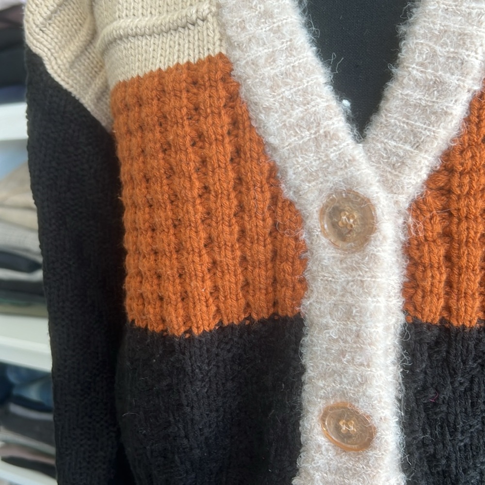 525 mixed media multi color cardigan - Picture 2 of 5